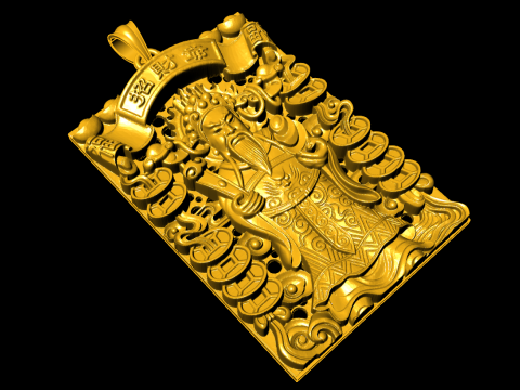 Caishen Pendant - God of Wealth Necklace - Amulet Feng Shui Jewelry - N954955 3D Принт Модель
