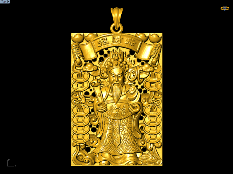 Caishen Pendant - God of Wealth Necklace - Amulet Feng Shui Jewelry - N954955 3D Принт Модель