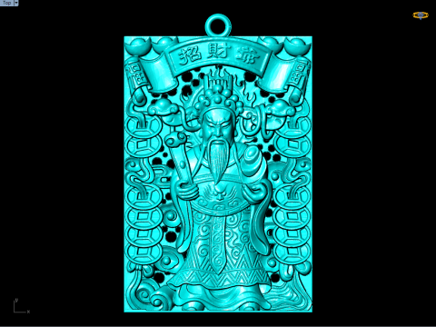 Caishen Pendant - God of Wealth Necklace - Amulet Feng Shui Jewelry - N954955 3D Принт Модель