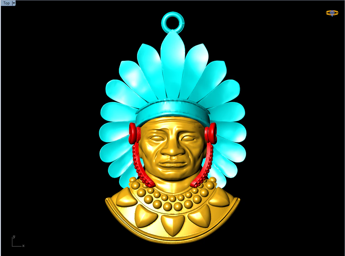 Tribal Pendant Aboriginal native pendant - N955259 3D Print Model .c4d .max .obj .3ds .fbx .stl .blend 