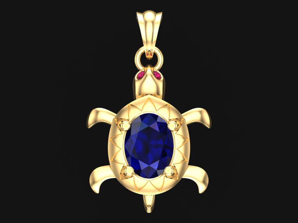 Turtle Pendant - Lucky Sea Turtle Necklace - N955546 3D Print Model .c4d .max .obj .3ds .fbx .stl .blend 