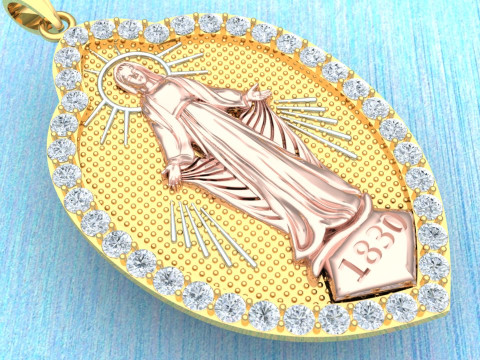 Virgin Mary Pendant Necklace - Christian Jewelry Necklace - N910309 3D 打印模型