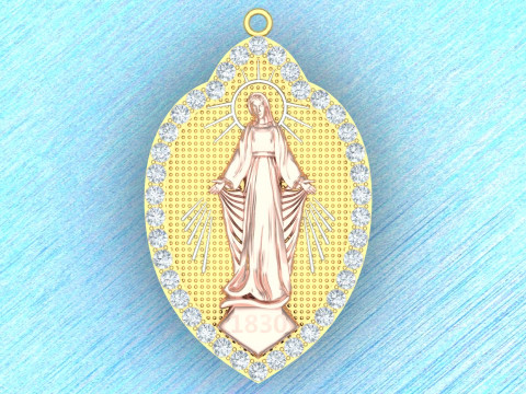 Virgin Mary Pendant Necklace - Christian Jewelry Necklace - N910309 3D 打印模型