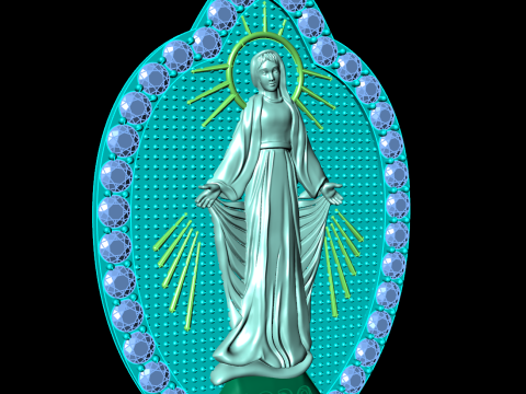 Virgin Mary Pendant Necklace - Christian Jewelry Necklace - N910309 3D 打印模型