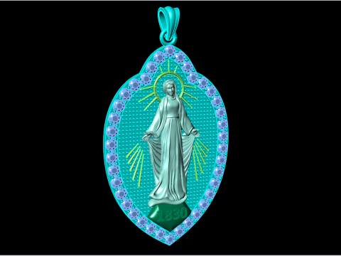 Virgin Mary Pendant Necklace - Christian Jewelry Necklace - N910309 3D 打印模型