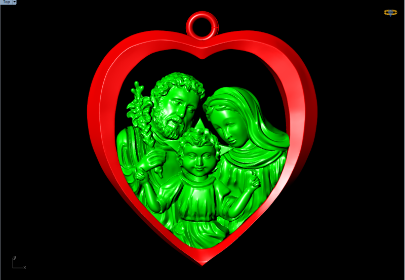 Holy Family Pendant - Jesus Family Pendant - N810935 3D Print Model .c4d .max .obj .3ds .fbx .stl .blend