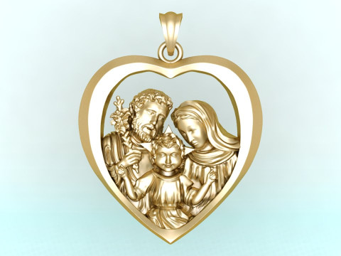Pendentif Sainte Famille - Pendentif Famille Jésus - N810935 Modèles 3D en vedette