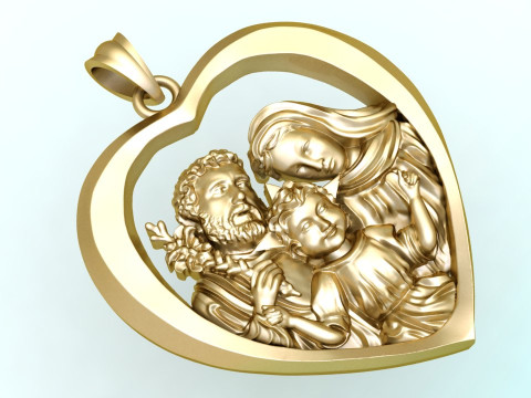 Pendentif Sainte Famille - Pendentif Famille Jésus - N810935 Modèles 3D en vedette