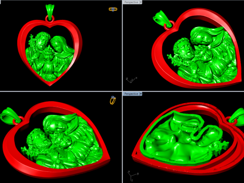Pendentif Sainte Famille - Pendentif Famille Jésus - N810935 Modèles 3D en vedette