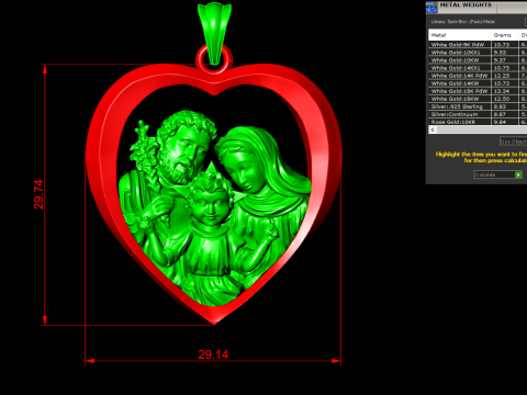 Pendentif Sainte Famille - Pendentif Famille Jésus - N810935 Modèles 3D en vedette