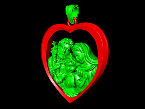 Pendentif Sainte Famille - Pendentif Famille Jésus - N810935 Modèles 3D en vedette