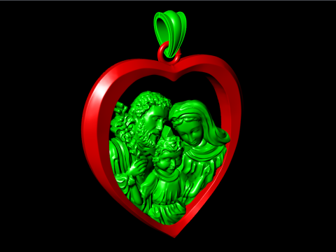 Pendentif Sainte Famille - Pendentif Famille Jésus - N810935 Modèles 3D en vedette