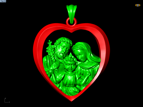 Pendentif Sainte Famille - Pendentif Famille Jésus - N810935 Modèles 3D en vedette