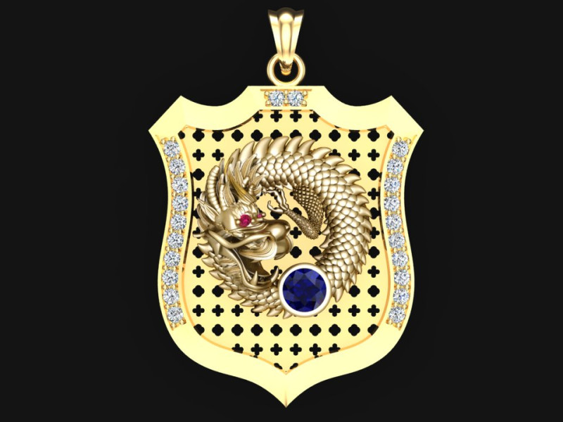 Dragon Pendant - Mens Pendant - N911705 3D Druckmodell .c4d .max .obj .3ds .fbx .stl .blend
