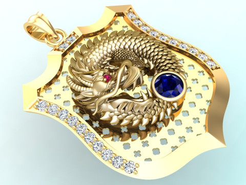 Dragon Pendant - Mens Pendant - N911705 3D Druckmodell
