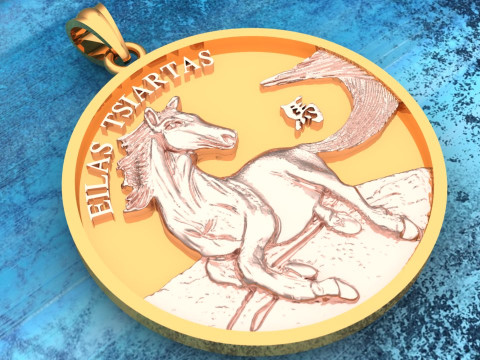 Horse pendant - Mens pendant - N911733 Modelo de Impressão 3D