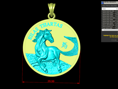 Horse pendant - Mens pendant - N911733 Modelo de Impressão 3D