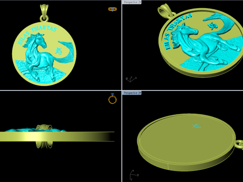 Horse pendant - Mens pendant - N911733 Modelo de Impressão 3D