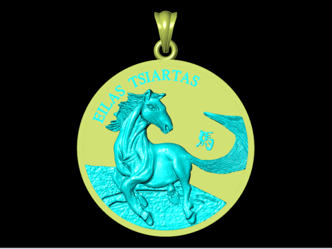 Horse pendant - Mens pendant - N911733 Modelo de Impressão 3D