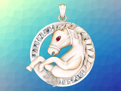 Horse pendant - Mens pendant - N1019 Modelo de impresión 3D