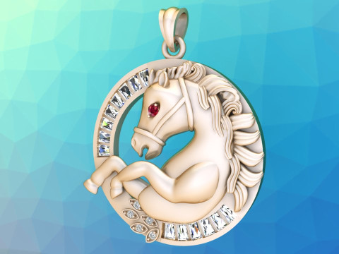 马吊坠 - 男士吊坠 - N1019 3D 打印模型