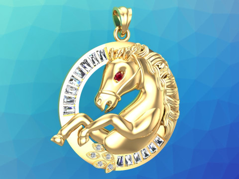 马吊坠 - 男士吊坠 - N1019 3D 打印模型