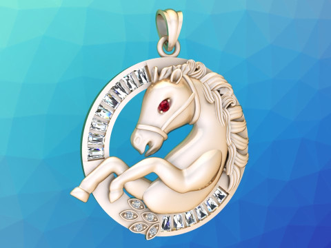 马吊坠 - 男士吊坠 - N1019 3D 打印模型