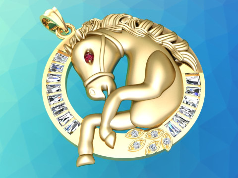 马吊坠 - 男士吊坠 - N1019 3D 打印模型