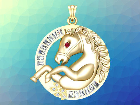 马吊坠 - 男士吊坠 - N1019 3D 打印模型