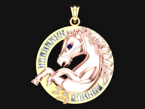 马吊坠 - 男士吊坠 - N1019 3D 打印模型