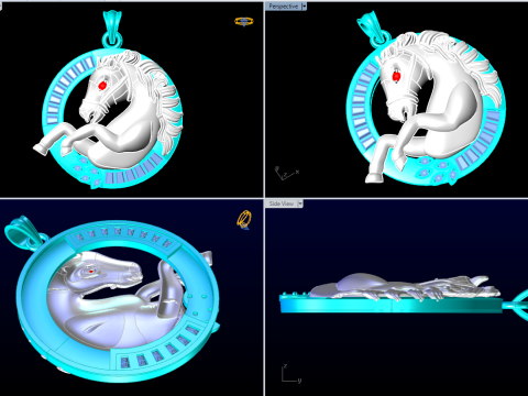 马吊坠 - 男士吊坠 - N1019 3D 打印模型