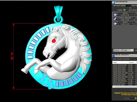 马吊坠 - 男士吊坠 - N1019 3D 打印模型