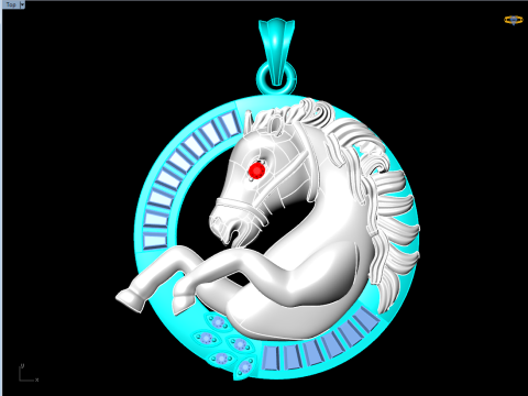 马吊坠 - 男士吊坠 - N1019 3D 打印模型