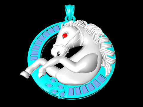 马吊坠 - 男士吊坠 - N1019 3D 打印模型