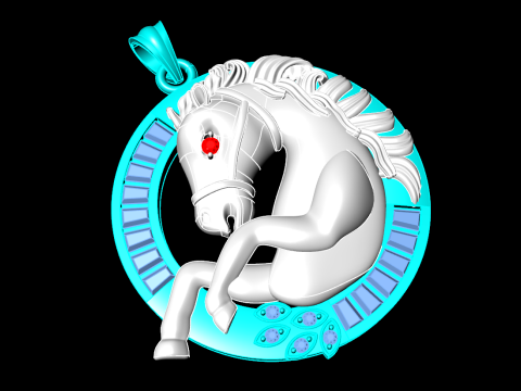 马吊坠 - 男士吊坠 - N1019 3D 打印模型