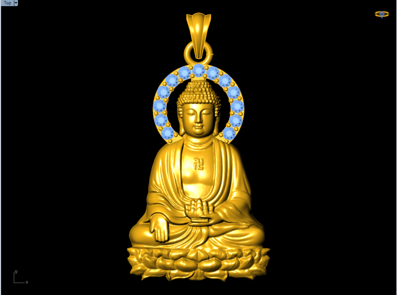 Amitabha Buddha Pendant - Adida Buddha Necklace - Buddhist Jewelry 3D Druckmodell .c4d .max .obj .3ds .fbx .stl .blend