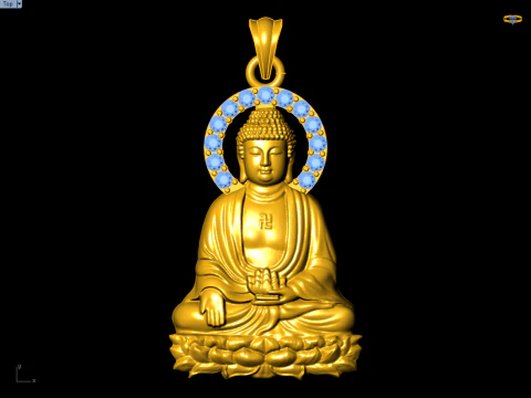 Liontin Buddha Amitabha - Kalung Buddha Adida - Perhiasan Buddha Model Cetak 3D