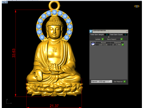 Amitabha Buddha Pendant - Adida Buddha Necklace - Buddhist Jewelry 3D Druckmodell