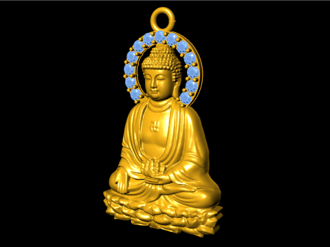Amitabha Buddha Pendant - Adida Buddha Necklace - Buddhist Jewelry 3D Druckmodell