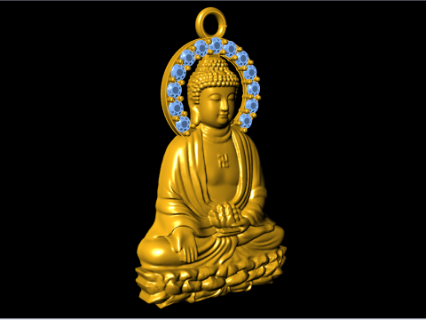 Amitabha Buddha Pendant - Adida Buddha Necklace - Buddhist Jewelry 3D Druckmodell