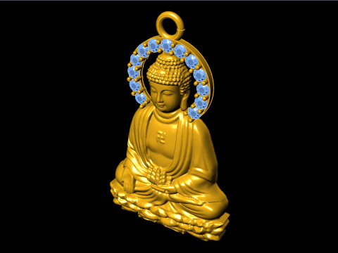 Amitabha Buddha Pendant - Adida Buddha Necklace - Buddhist Jewelry 3D Druckmodell
