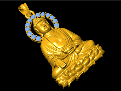 Amitabha Buddha Pendant - Adida Buddha Necklace - Buddhist Jewelry 3D Druckmodell