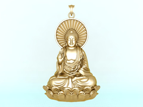 Amitabha Buddha Pendant - Adida Buddha Necklace - Buddhist Jewelry - N440 3D Druckmodell