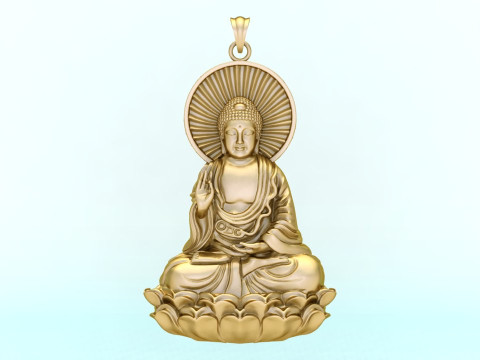 Amitabha Buddha Pendant - Adida Buddha Necklace - Buddhist Jewelry - N440 3D Druckmodell