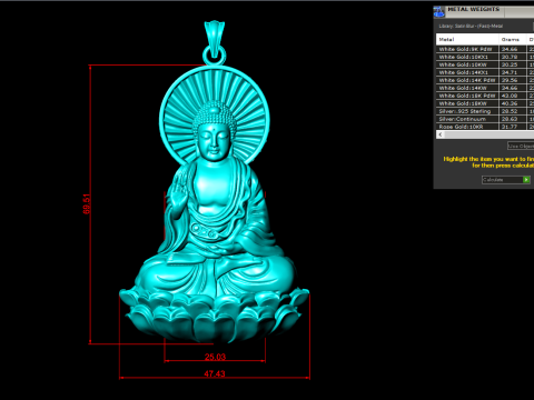 Amitabha Buddha Pendant - Adida Buddha Necklace - Buddhist Jewelry - N440 3D Druckmodell