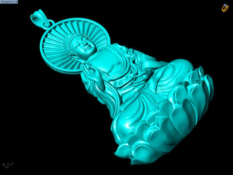Amitabha Buddha Pendant - Adida Buddha Necklace - Buddhist Jewelry - N440 3D Print Model