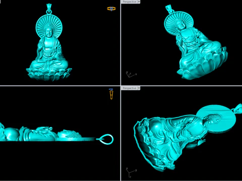 Amitabha Buddha Pendant - Adida Buddha Necklace - Buddhist Jewelry - N440 3D Print Model