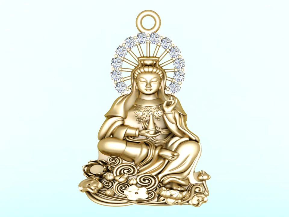 GuanYin pendant - Buddha pendant - N911910 3D Print Model .c4d .max .obj .3ds .fbx .stl .blend 