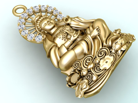 GuanYin pendant - Buddha pendant - N911910 3Dプリントモデル