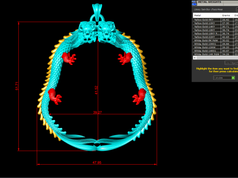 Twin dragon pendant - Dragon pendant - N911116 3D Принт Модель